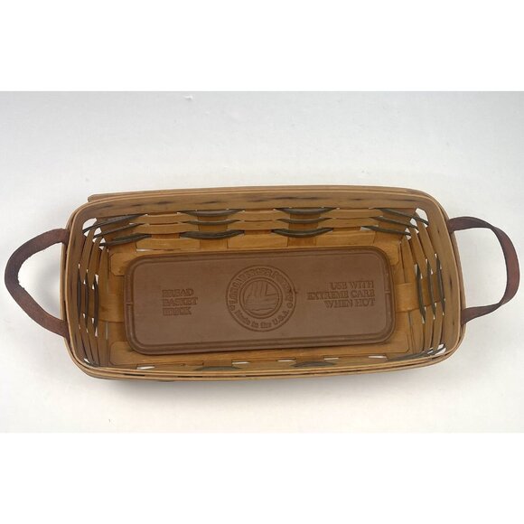VTG 1999 LONGABERGER Handwoven BREAD BASKET + Warming Brick 14.5"x7.5"x3.5" READ - Picture 2 of 6